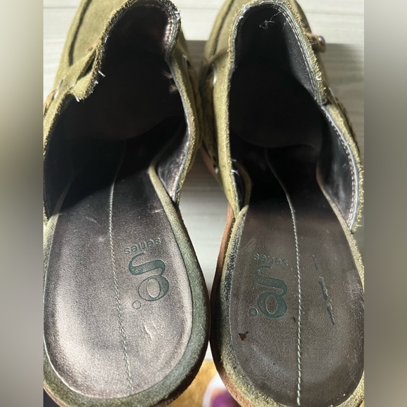 Vintage Nike G Series Olive Green Suede slip on slide Heel boho artsy Mule Sz 8B - Picture 4 of 15